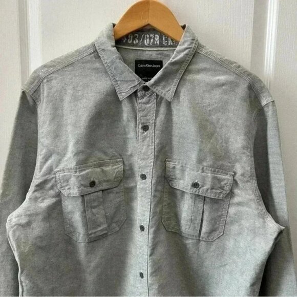 Calvin Klein Mens Shirt Long Sleeve Button Down Collared Grey Size Large NWOT - Picture 5 of 16